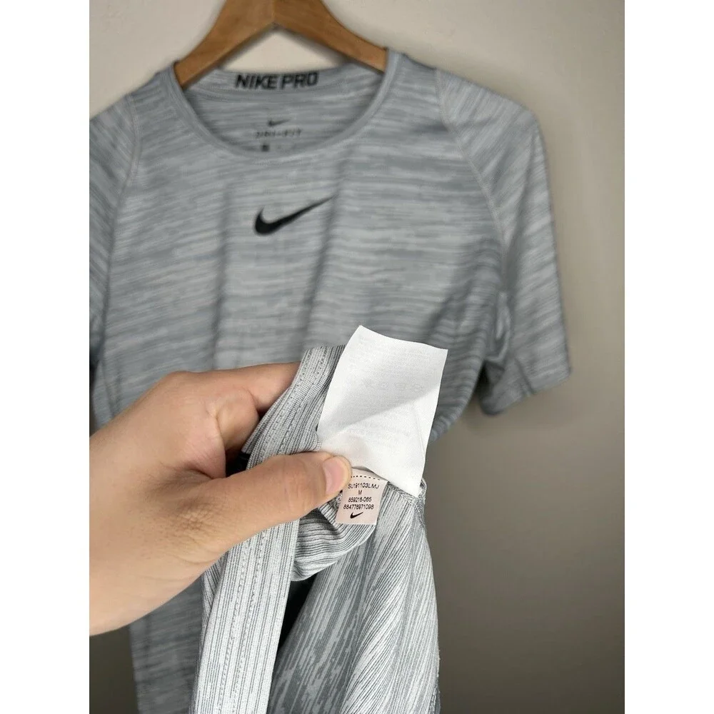 Nike Pro Dri-Fit Mens Size Medium Short Sleeve Training Shirt Heather Gray